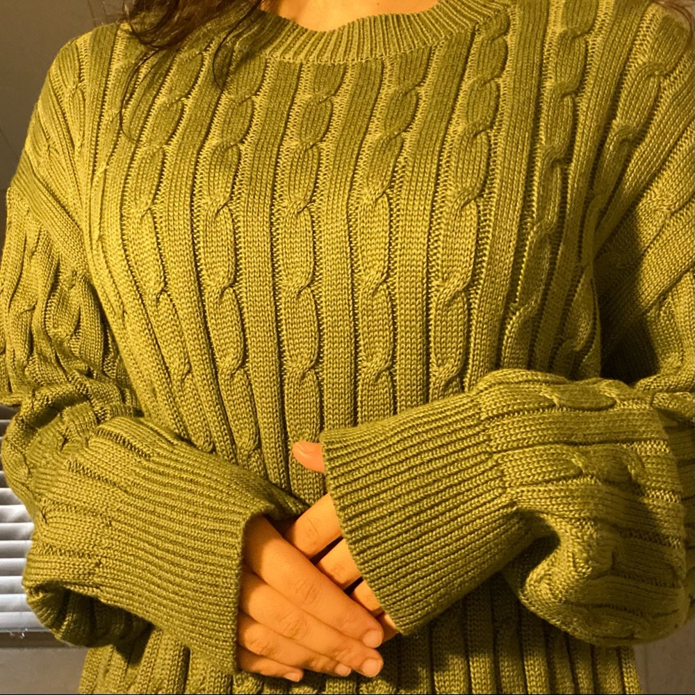 Green Cable Knit Sweater